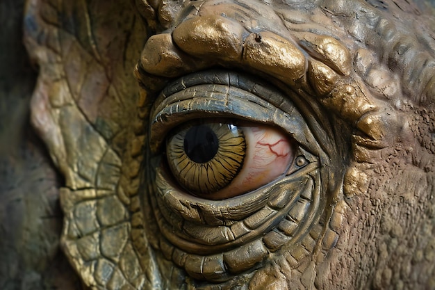 Close up of the eye of a crocodile in the zoo