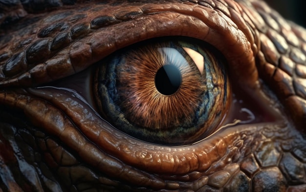 A close up of an eye of a lizard