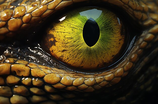 A close up of an eye of a lizard