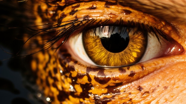 a close up of the eye of a lizard