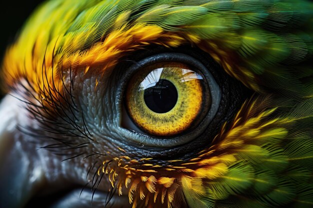 Близкий взгляд на глаз попугая