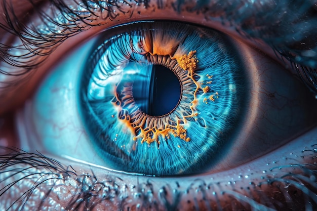 Close up of eye with blue iris