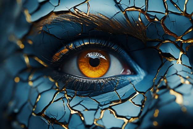 A close up of the eye of a woman with cracked skin