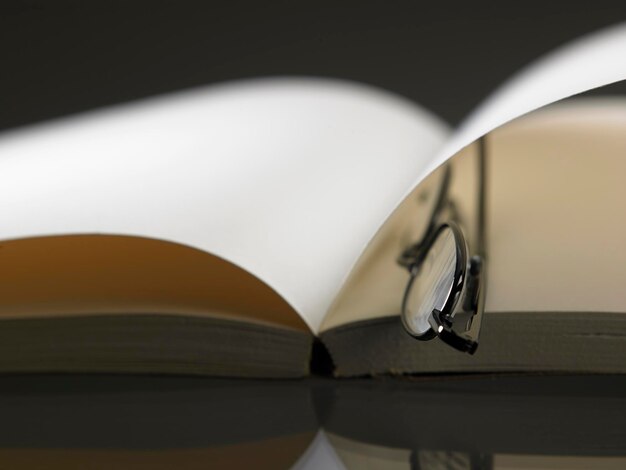 Photo close-up of eyeglasses on book