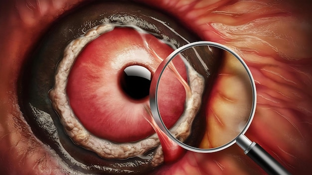 Photo close up of eyelid abscess stye hordeolum