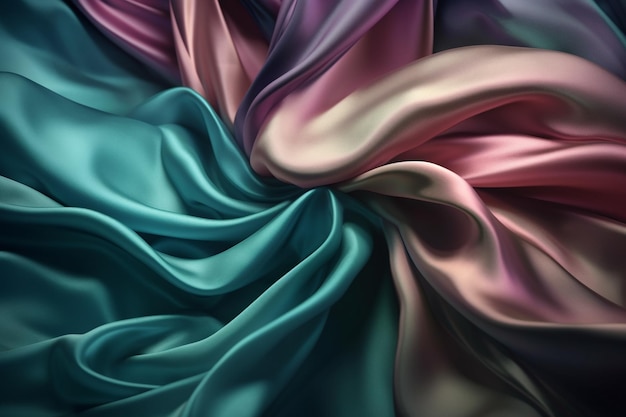 A close up of a fabric with pink, blue, and purple colors.