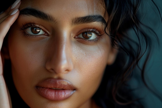 Photo close up face of beautiful indian female model