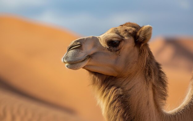 Close up face of camel in the desert Generative AI