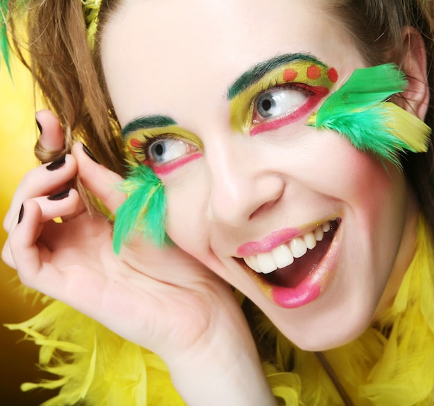 Close up of a face of a girl with creative visage