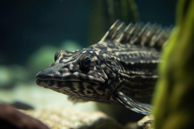 Photo a close up face of pleco fish photo