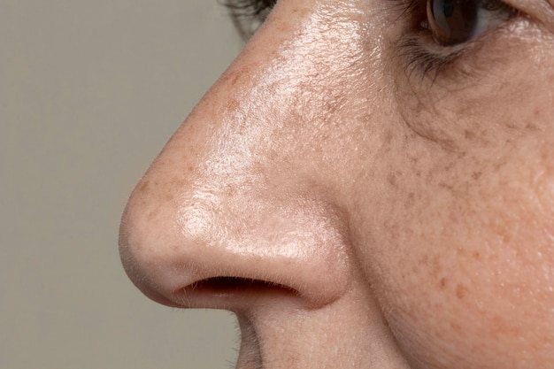 Close up on face pores texture