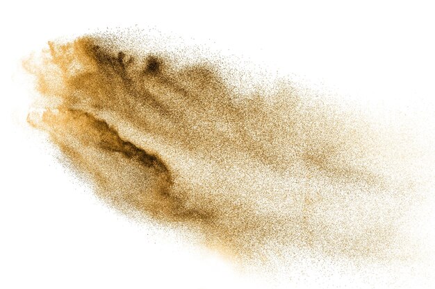 Photo close-up of face powder exploding against white background