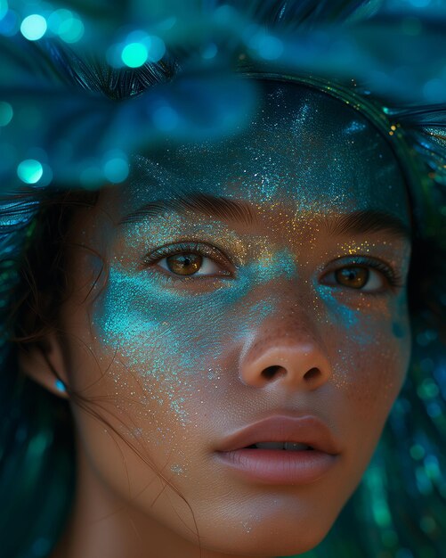 Close Up Face of a Young Beautiful Woman Looking at Camera