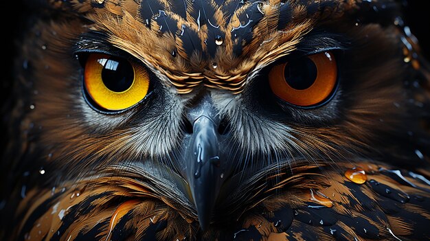 a close up of a falcon's yellow eyes