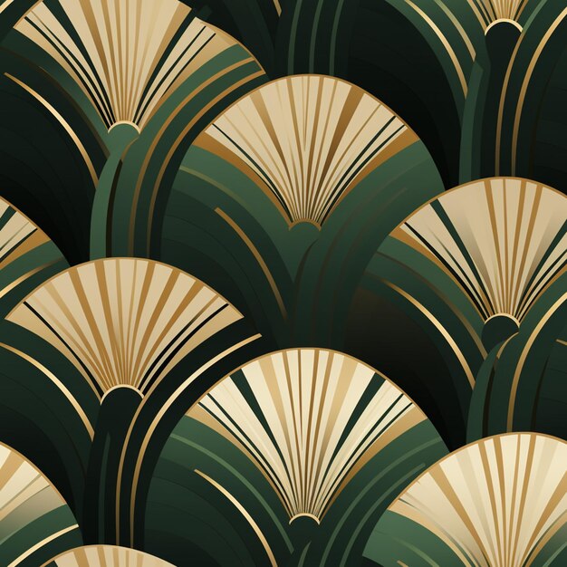 Photo a close up of a fan pattern with a green background generative ai