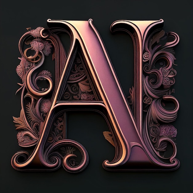 a close up of a fancy letter with a fancy design generative ai