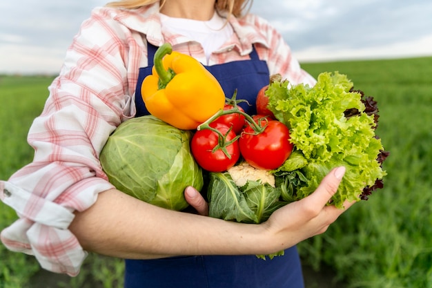 Verdure dell'azienda agricola del primo piano