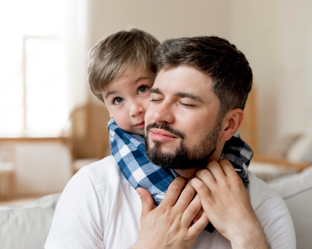 close-up father and child