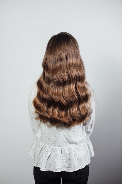 Close up of female coiffed hairstyle isolated