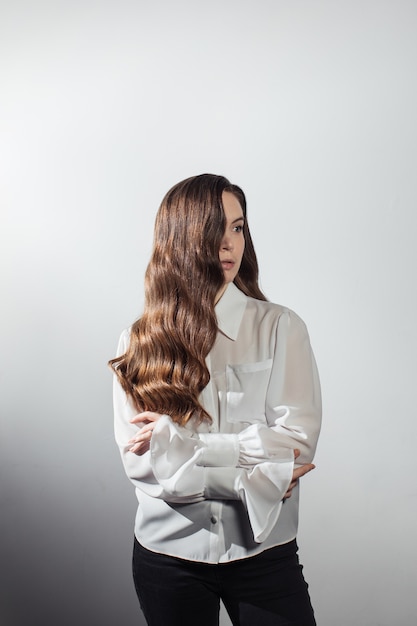 Close up of female coiffed hairstyle isolated