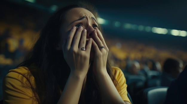 close up of a female football fans emotional Generative Ai