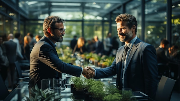 Close up female leader and businessman shaking hand congratulation on successful contract Manager making business deal on clap hands colleague at meeitng Confirm successful handshake gesture