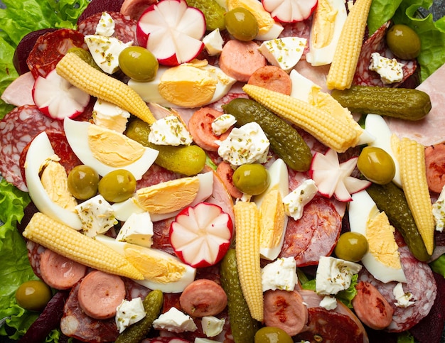 Foto close up di insalata di fiambre di guatemala messico e latino