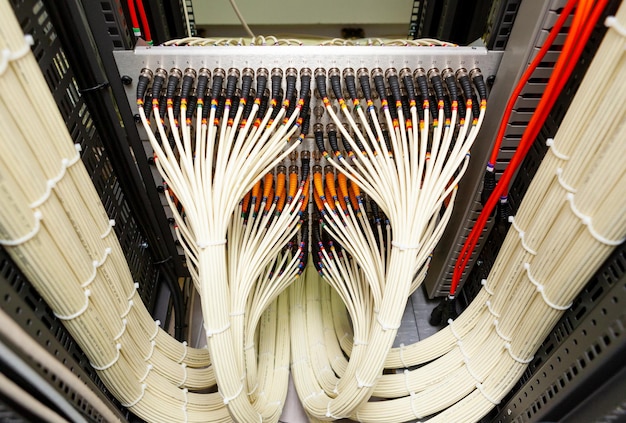 Close up of fiber cables