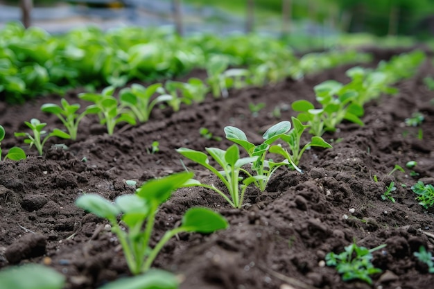 A close up of a field of green plants