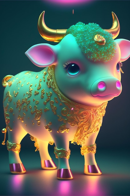 Close up of a figurine of a bull generative ai