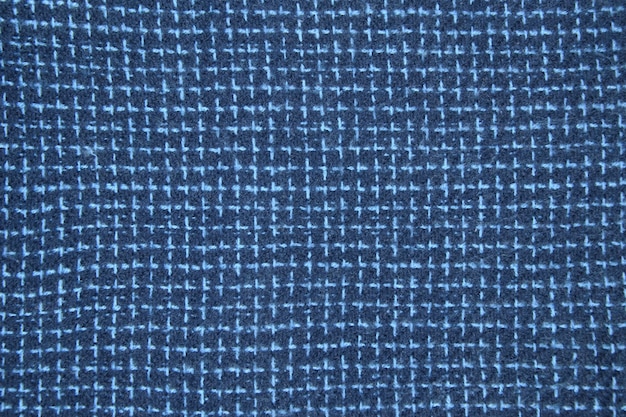 Close-up of fine-checked woolen texture in blue.