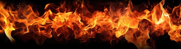 A close up of a fire in a black background