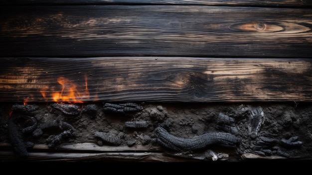 Foto un primo piano di un fuoco che brucia in un camino