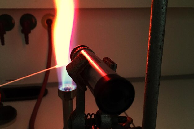 Close-up of fire in darkroom