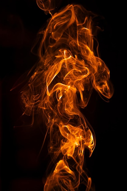 Close-up of fire and flames on a black background