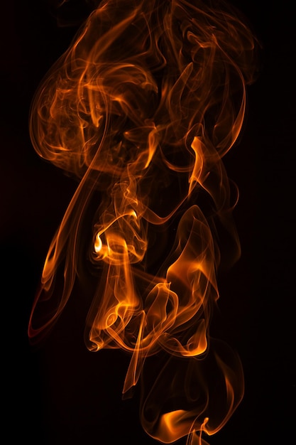 Close-up of fire and flames on a black background