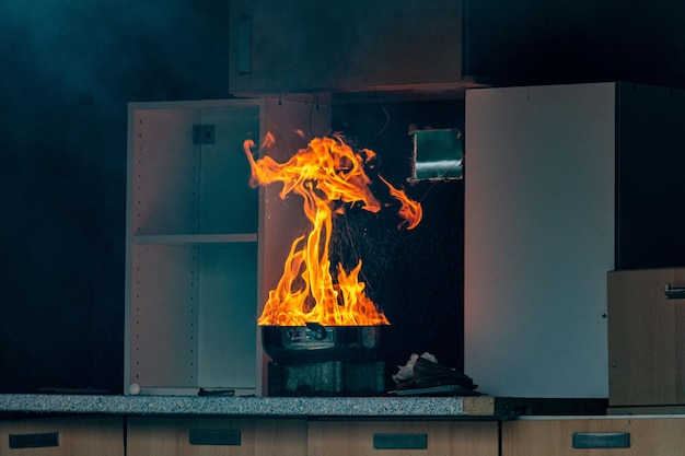 Photo close-up of fire at home