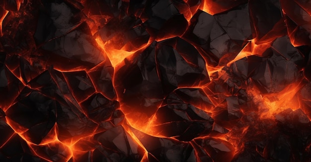 A close up of a fire and lava background with a black background generative ai