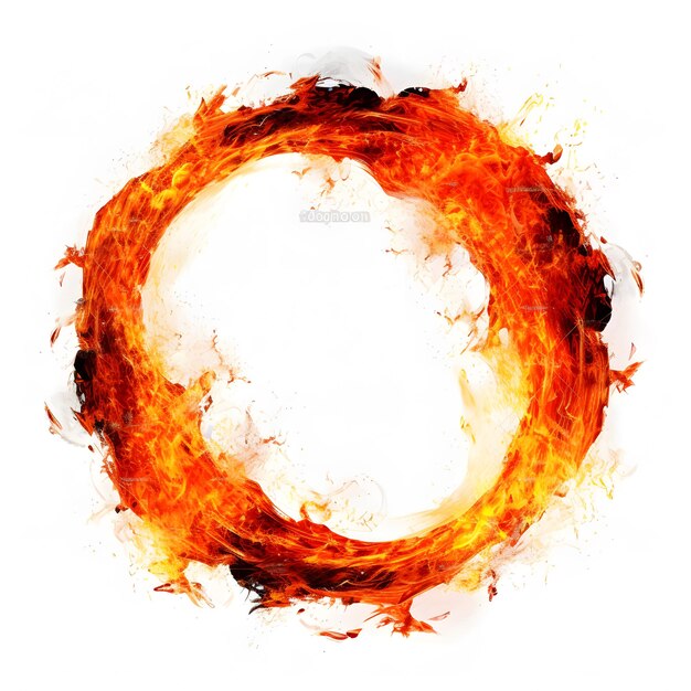 Premium AI Image a close up of a fire ring with a white background