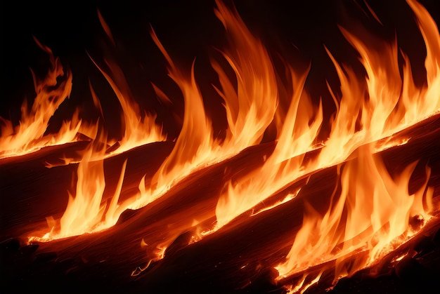 A close up of a fire with flames on the background