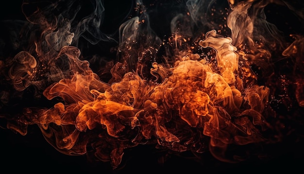 A close up of a fire with smoke and flames