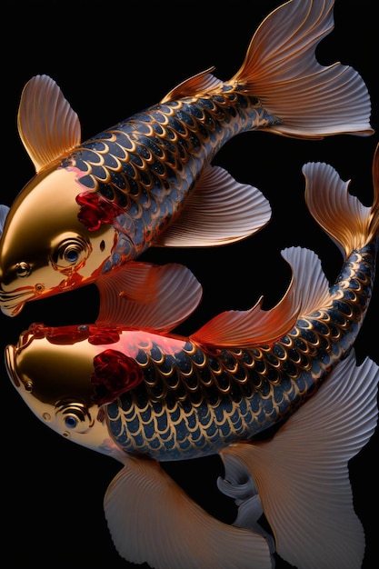Close up of a fish on a black background generative ai
