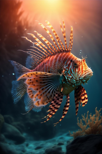 Close up of a fish in a body of water generative ai