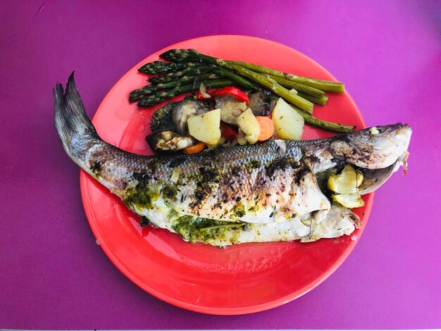 Close-up of fish served in plate