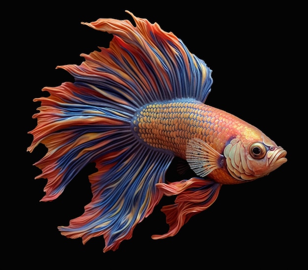 A close up of a fish with a black background generative ai