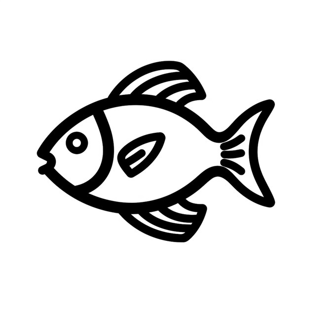 a close up of a fish with a black outline on a white background generative ai