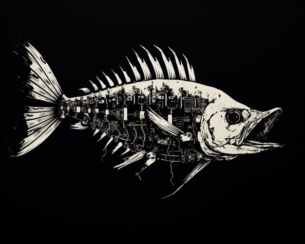 Photo a close up of a fish with a bunch of bottles on it generative ai