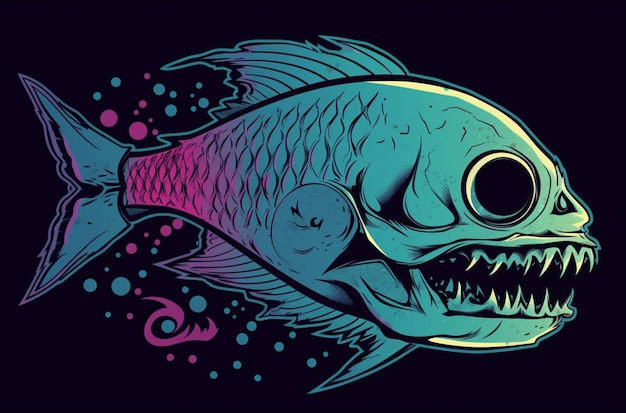 a close up of a fish with a large mouth and a big grin generative ai