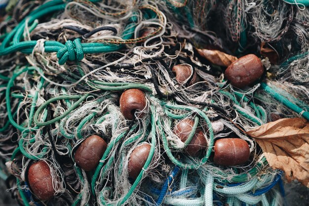 Foto prossimo piano della rete da pesca