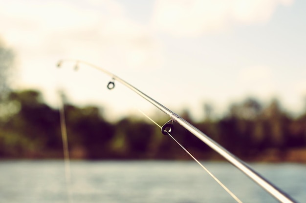 Foto prossimo piano della canna da pesca